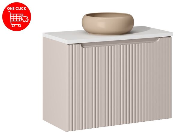 Comad Závesná skrinka Nova Cashmere I s doskou a umývadlom 80 cm kašmír/biela