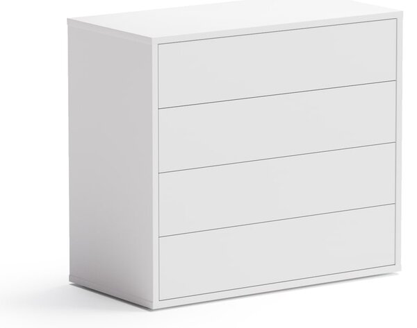 Kancelársky zásuvkový diel BLOCK White, nízky, 4 zásuvky, biela