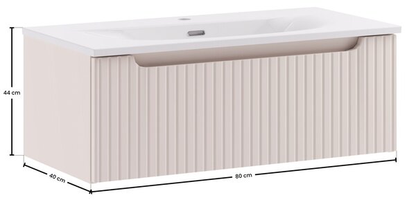 Comad Závesná skrinka Nova Cashmere Sky so zápustným umývadlom 80 cm kašmírová