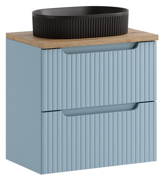 Comad Závesná skrinka Nova Denim s doskou a umývadlom 60 cm modrá/dub coast evoke