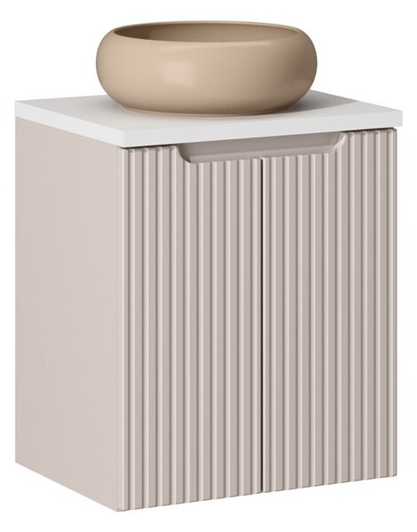 Comad Závesná skrinka Nova Cashmere Wiki I s doskou a umývadlom 50 cm kašmírová/biela