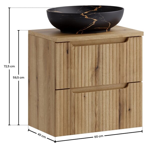 Comad Závesná skrinka Nova Mona s doskou a umývadlom 60 cm dub coast evoke