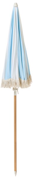 Záhradný slnečník svetlomodrý tyč z bukového dreva ⌀ 150 cm okrúhly nastaviteľný UV odolný retro štýl exteriér