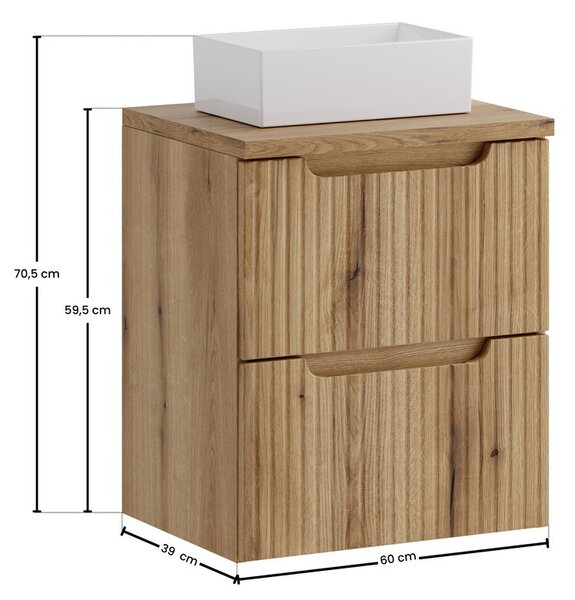 Comad Závesná skrinka Nova Gaja s doskou a umývadlom 50 cm dub coast evoke