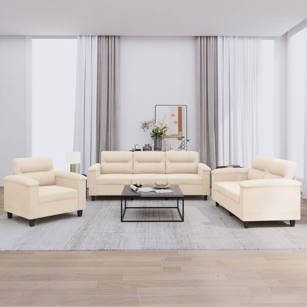 Maison Exclusive – 3-dielna sedacia súprava s vankúšmi, béžová mikrovlákna