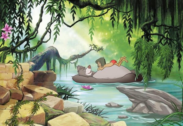 Fototapety Disney Jungle Book, rozmer 368 cm x 254 cm, plávanie s Balúom, Komar 8-4106