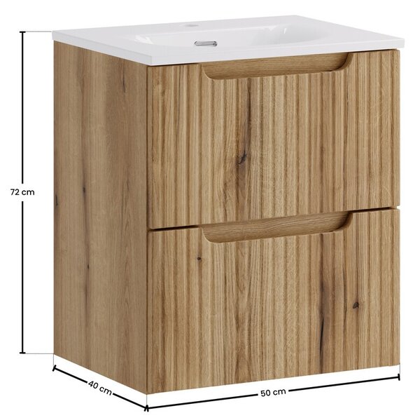 Comad Závesná skrinka Nova Sky so zápustným umývadlom 50 cm dub coast evoke