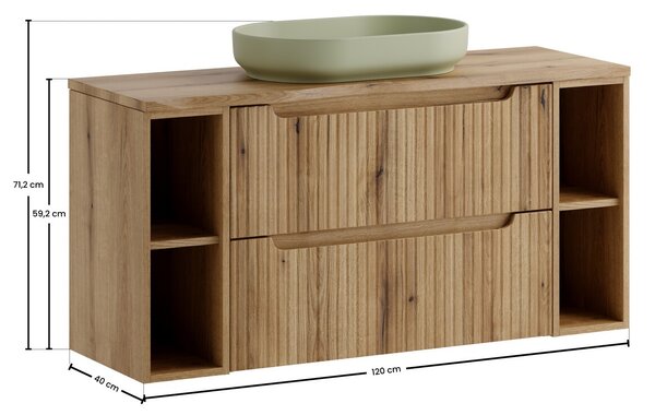 Comad Závesná skrinka Nova River s doskou a umývadlom 120 cm dub coast evoke