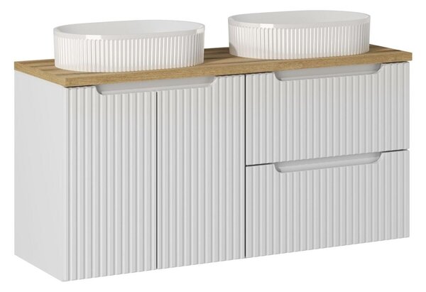 Comad Závesná skrinka Nova White Beyond s doskou a umývadlami 120 cm biela/dub evoke