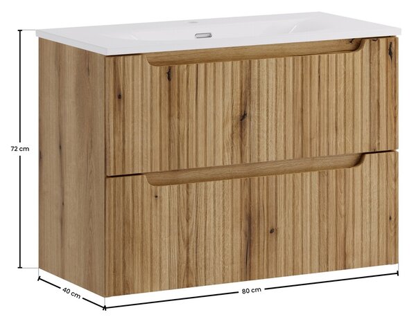 Comad Závesná skrinka Nova Sky so zápustným umývadlom Nova 80 cm dub coast evoke