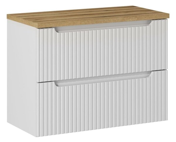 Comad Závesná skrinka pod umývadlo Nova White I s doskou 80 cm biela/dub coast evoke