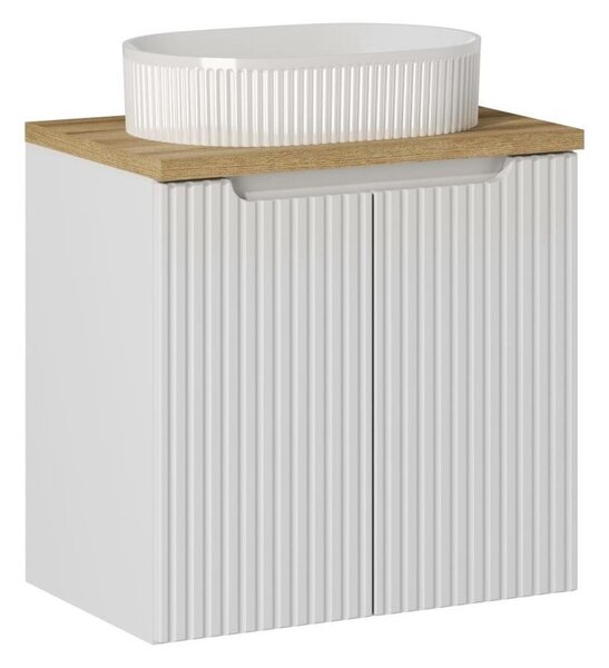 Comad Závesná skrinka Nova White Beyond s doskou a umývadlom 60 cm biela/dub evoke