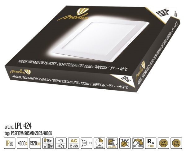 LED Stropné svietidlo LED/18W/230V 4000K 22,5x22,5 cm
