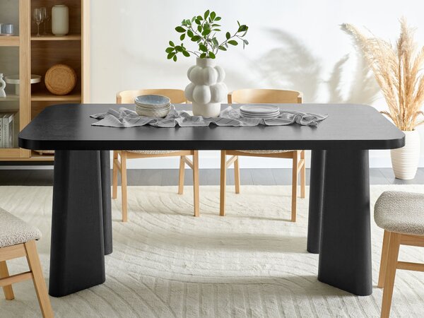 Jedálenský stôl čierny MDF vrchná doska 180 x 90 cm obdĺžnikový tvar kovové nohy moderný štýl kuchyňa jedáleň