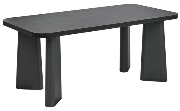 Jedálenský stôl čierny MDF vrchná doska 180 x 90 cm obdĺžnikový tvar kovové nohy moderný štýl kuchyňa jedáleň