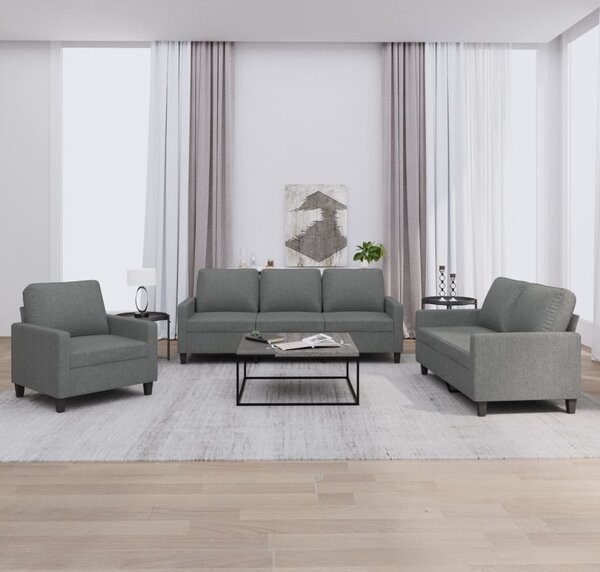 Maison Exclusive – 3-dielna sedacia súprava s vankúmi, tmavosivá látka