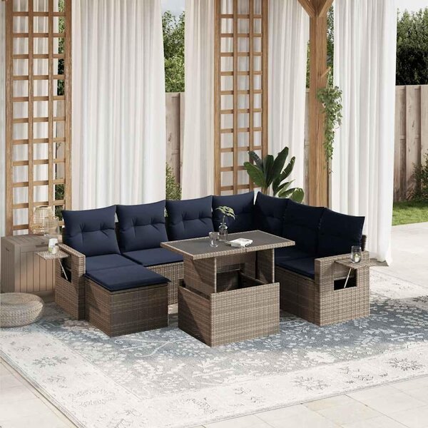 Maison Exclusive – 8-dielna záhradná súprava s vankúšmi, sivá, polyratan