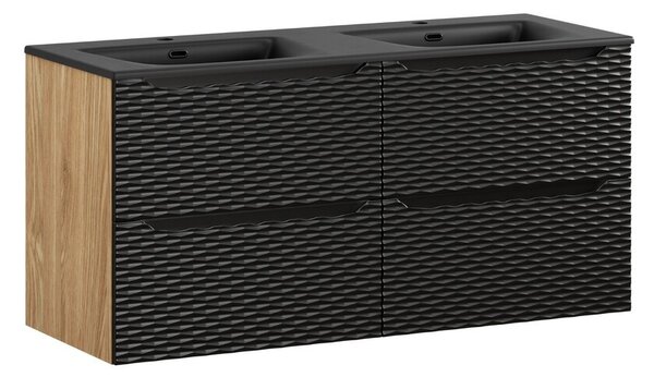 Comad Závesná skrinka Ocean Sky so zápustnými umývadlami 120 cm čierna/dub olejovaný
