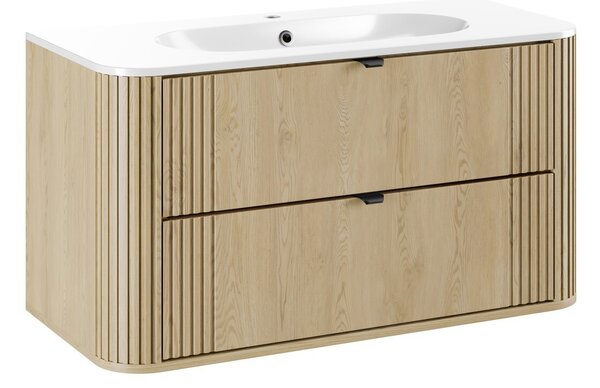 Comad Závesná skrinka Ovalia s umývadlom 100 cm dub Cremona