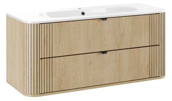 Comad Závesná skrinka Ovalia Pure so zápustným umývadlom 120 cm dub cremona