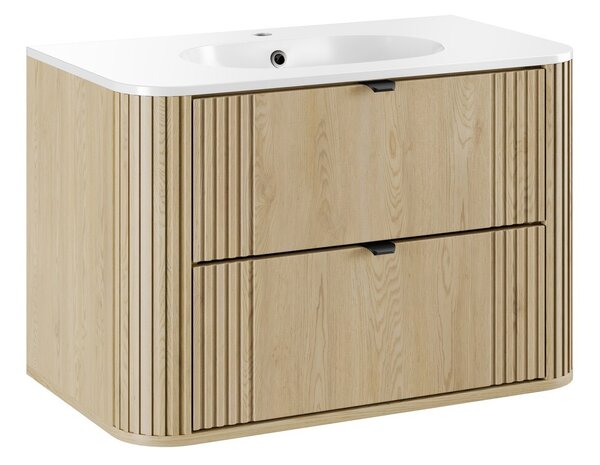 Comad Závesná skrinka Ovalia Pure s umývadlom 80 cm dub Cremona