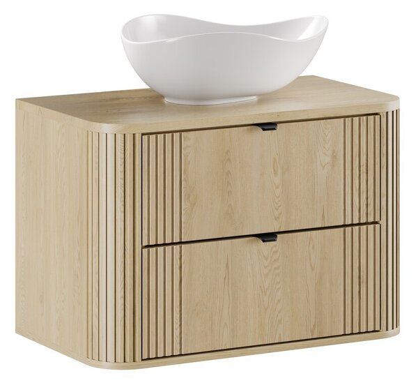 Comad Závesná skrinka Ovalia Cloud s doskou a umývadlom 80 cm dub Cremona