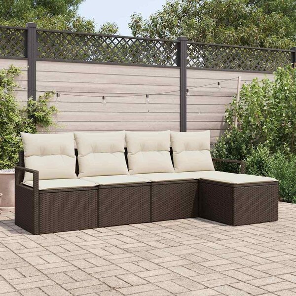 Maison Exclusive – Sedacia súprava, 5 kusov, hnedá [syntetický materiál]: polyratan