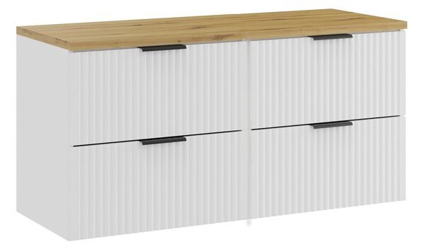 Comad Závesná skrinka pod umývadlo Casad s doskou 120 cm biela/dub artisan