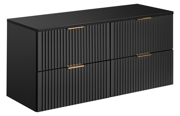Comad Závesná skrinka pod umývadlo Casad s doskou 120 cm čierna