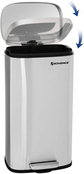 SONGMICS Odpadkový kôš s vekom LTB03NL 30 L, strieborný