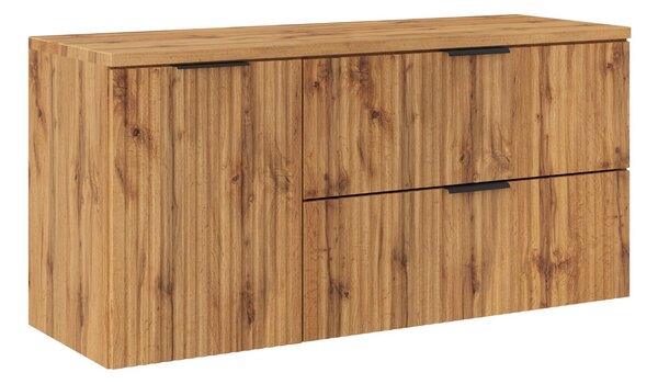 Comad Závesná skrinka pod umývadlo Casad s doskou a košom na bielizeň 120 cm dub wotan