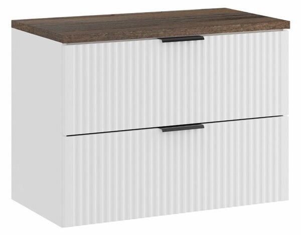 Comad Závesná skrinka pod umývadlo Casad s doskou 80 cm biela/dub santa fe vintage