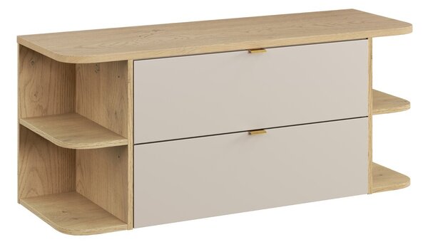 Comad Závesná skrinka pod umývadlo Dalia Cashmere Ovalia s doskou 120 cm kašmírová/dub cremona