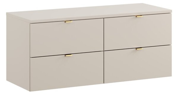 Comad Závesná skrinka pod umývadlo Dalia Cashmere s doskou 120 cm kašmírová