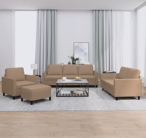 Maison Exclusive – 4-dielna sedacia súprava s vankúmi v odtieni cappuccino-hnedá, z umelej koe