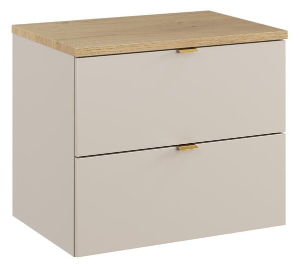 Comad Závesná skrinka pod umývadlo Dalia kašmírová škandinávska s doskou 60 cm kašmírová/dub cremona