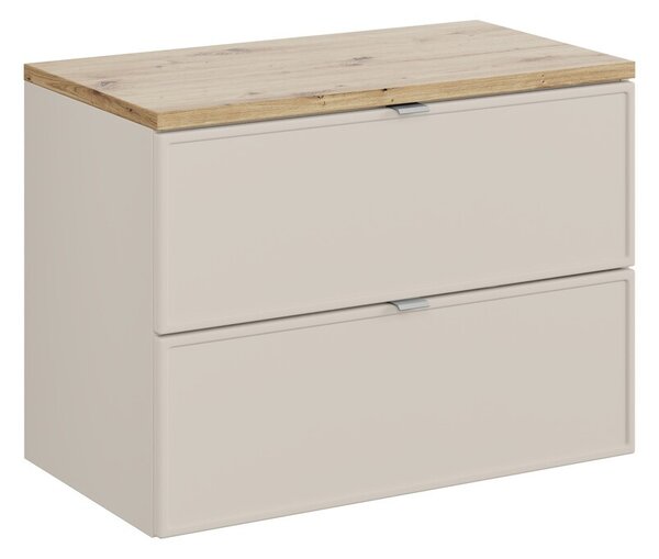 Comad Závesná skrinka pod umývadlo Dalia Cashmere s doskou 80 cm kašmírová/dub evoke