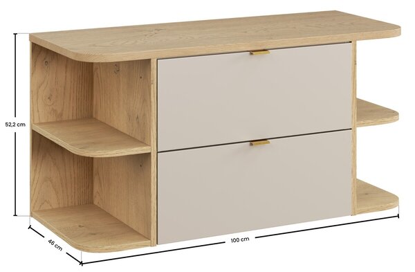 Comad Závesná skrinka pod umývadlo Dalia Cashmere Ovalia s doskou 100 cm kašmírová/dub cremona