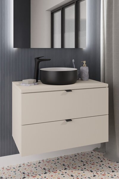 Comad Závesná skrinka pod umývadlo Dalia Cashmere Nordic s doskou 80 cm kašmírová/dub cremona