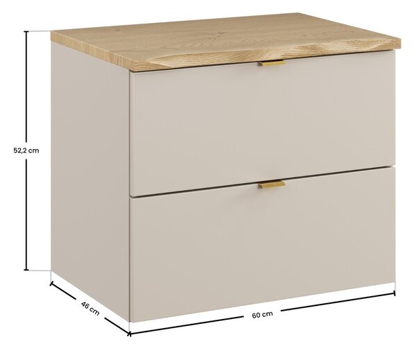 Comad Závesná skrinka pod umývadlo Dalia Cashmere Nature s doskou 60 cm béžová/dub cremona