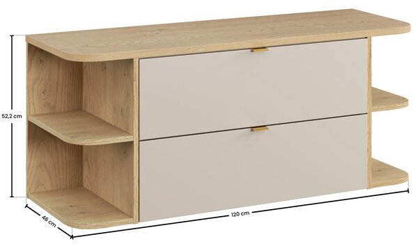 Comad Závesná skrinka pod umývadlo Dalia Cashmere Ovalia s doskou 120 cm kašmírová/dub cremona