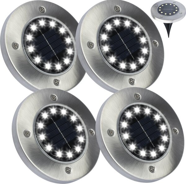 4x LED solárne svietidlo Ground Recessed Spotlight Solárne zemné svietidlo Outdoor 12LEDs, studená biela 6000K zemné svietidlá Vonkajšie vonkajšie svetelné solárne lampy