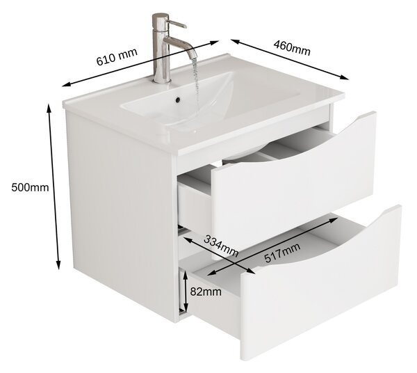 Závesná skrinka pod umývadlo Houseland Bravio 60 cm biela