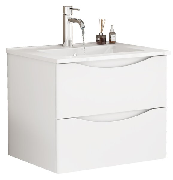 Závesná skrinka pod umývadlo Houseland Bravio 60 cm biela