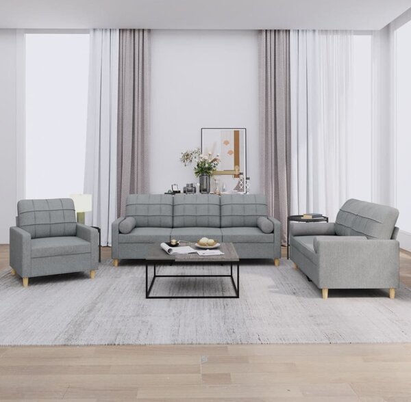 Maison Exclusive – 3-dielna sedacia súprava s vankúšmi, svetlosivá látka