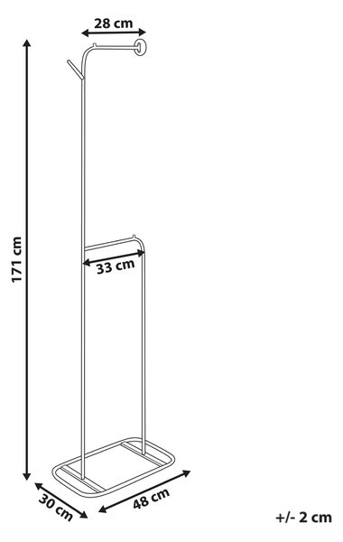 Vešiak na kabáty strieborný železný kovový stojan na oblečenie 171 cm voľne stojaci do predsiene na chodbu
