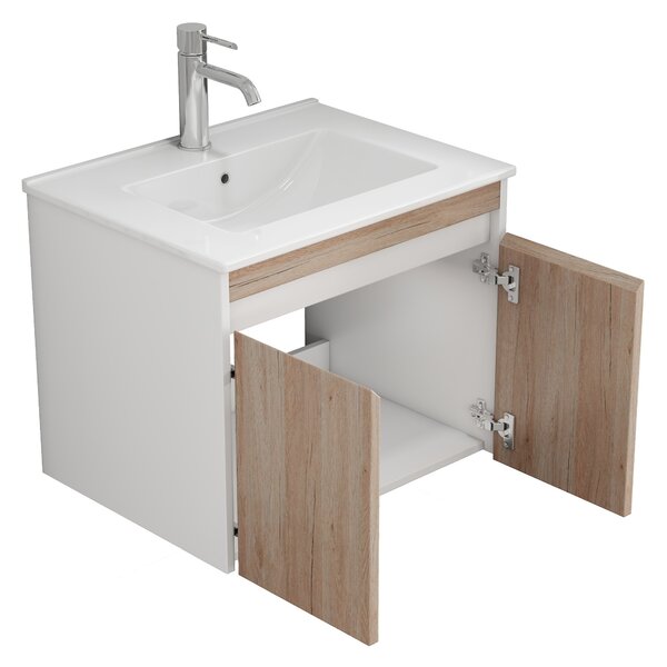 Závesná skrinka pod umývadlo Houseland Morvia 60 cm dub/biela