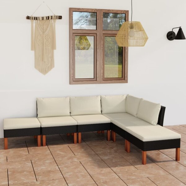 Maison Exclusive – 6-dielna záhradná súprava s vankúmi z polyrotangu, ierna
