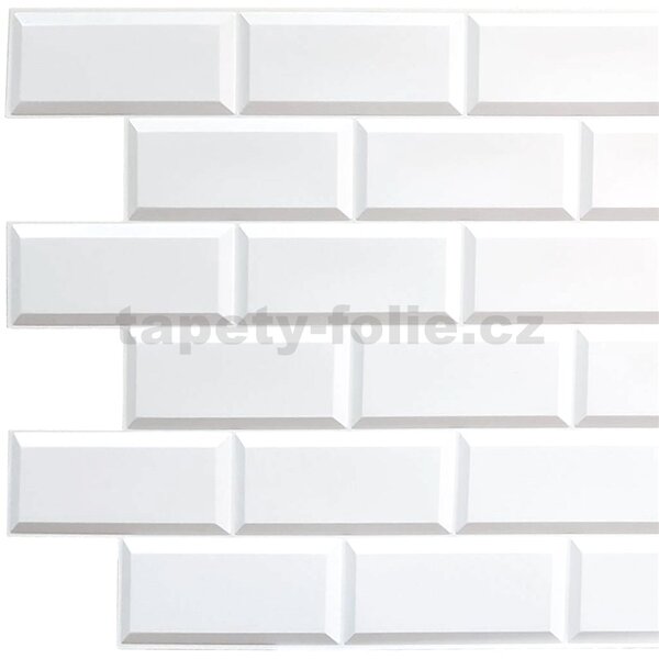 Obkladové panely 3D PVC TP10024059, rozmer 966 x 484 mm, obklad biely matný, GRACE