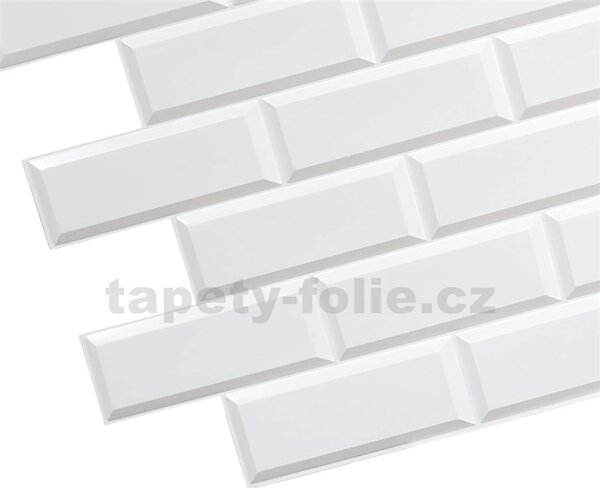 Obkladové panely 3D PVC TP10024059, rozmer 966 x 484 mm, obklad biely matný, GRACE